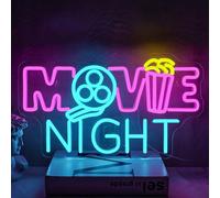 NOXET Movie Night Neon Sign Pink Blue Neon Sign Film Luci LED con Dimmable LED Sign Film Neon Sign Lettera di Segno per Cinema Stanza Audiovisiva Privata Del Partito Film Neon Light Sign Pink Blue
