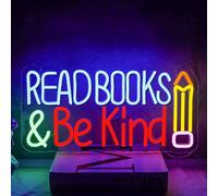 NOXET Read Book neon Segno Leggere Libri Segno al neon Essere gentili Segni al neon Dimmable Segno al neon Blu Segno a LED Matita Segno al neon per la biblioteca di classe Lettura Club Party
