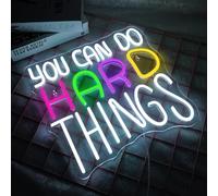 NOXET You Can Do Hard Things Segno Neon Dimmable Segni Neon Aula Segno Neon LED Wall Art Segno Bianco Neon per Aula Aula Learning Room Biblioteca Lettura Club Party Segno Neon