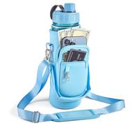 Noxgifix Porta bottiglia d'acqua, porta bottiglia d'acqua con cinghia, 907,2 g/1134 g, tracolla regolabile, grande tasca per telefono, borsa per bottiglia d'acqua, accessorio per sport, campeggio,