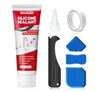 NoxGule Silicone per Doccia, Silicone Bianco, Silicone Sigillante Impermeabile, Viene Fornito con un Set di Quattro Raschietti, Adatto per Fessure del Lavello Della Cucina e del WC, 150ml
