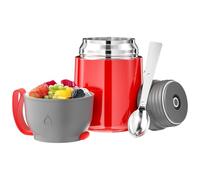 Noxtioanip Termos per Alimenti 450ml, Contenitore Termico per Alimenti Caldi, Portavivande Termico Acciaio Inossidabile con Cucchiaio Pieghevole, Isotermico Sottovuoto(Rosso)