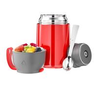 Noxtioanip Termos per Alimenti 650ml, Contenitore Termico per Alimenti Caldi, Portavivande Termico Acciaio Inossidabile con Cucchiaio Pieghevole, Isotermico Sottovuoto, Pappa(Rosso)