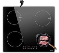 Noxton Domino, piano cottura a induzione, 60 cm, 3500 W, 220-240 V, 4 piastre Enibau con spina, Power Booster, funzionamento touch, timer da 1-99 minuti, spegnimento automatico