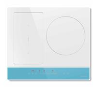NOXTON Piano Cottura a Induzione 3 Fuochi, 6800W Piani Cottura Elettrico Domino Incasso, 60cm Piastra Induzione di Scivolo con Funzione Boost, Timer, Sensore Sicurezza Blocco, Senza Spina, Bianco