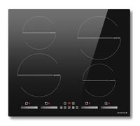 NOXTON Piano Cottura a Induzione 4 Fuochi, 7200W Piani Cottura Elettrico Domino Incasso, 60cm Piastra Induzione di Scivolo con Boost, Timer, Sensore Sicurezza Blocco, Senza Spina, Nero