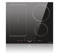 NOXTON Piano cottura a Induzione 4 fuochi, Piano Cottura Electrico 4 Piastre con Cursore Rotondo, Piano Cottura a Induzione 60 cm con Booster, Timer, 7200W