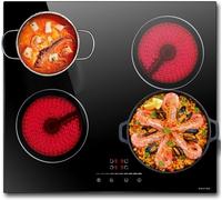 Noxton Piano Cottura Elettrico 4 Fuochi, 6000W Piani Cottura Vetroceramica Incasso, 60cm Piastra Fornello con 9 Funzione Booster Cucina, Tocco Controlli, Timer