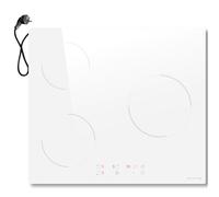 Noxton Piano Cottura Induzione 3 Fuochi, Piastra ad Elettrico 60cm Toccre Controll con Spina, 3500W Piastra Induzione di Timer, 9 Livello di Potenza, Spegnimento Automatico, Indicazione Calore, Bianco