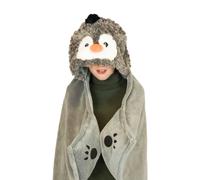 NOXXIEZ Pinguino Animale Cappuccio Coccoloso Accogliente Coperta 130 X 100 CM