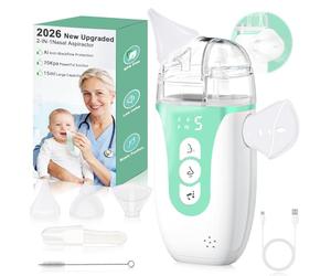 Noxzen Aspiratore nasale per bambino, 2 in 1 con nebulizzazione delicata e punte in silicone morbido, 5 livelli di aspirazione, pausa intelligente, detergente per naso ricaricabile con musica