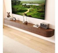 NOYHHAV Legno massello Mobile sospeso tv con 6 cassettiera,con Luce,camera da letto, soggiorno, hall, hotel, sala intrattenimento Supporto TV Sospeso 200CM | 78.7" Noce