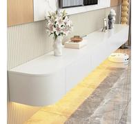NOYHHAV TV owboard bianco + luce console da parete con cassetti, mobile sospeso per soggiorno, camera da letto, sala da pranzo, 280 x 24 x 20 cm