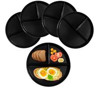 NOZVYCI Piatto piano da 23 cm, infrangibile, con 3 scomparti, con suddivisione, adatto al microonde e alla lavastoviglie, piatto familiare separato (nero)