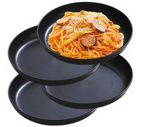 NOZVYCI Set di 4 piatti piani da 23 cm, infrangibili piatti da picnic, adatti al microonde e alla lavastoviglie, piatti familiari per insalata, pasta a casa, feste (piatti neri)