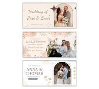 NP-CASER Banner personalizzato per feste di nozze personalizzato con nome foto età 1,8 m x 0,6 m decorazione in vinile per ragazzi ragazze adulti sport celebrazione a tema all'aperto interno