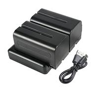 NP-F750 F770 (2 pezzi) Batteria di ricaricabile e doppio caricatore compatibile con fotocamere NP-F550, F730, F970, CCD-RV100 CCD-RV200 CCD-SC5 CCD-SC55E, videocamera, npf caricabatterie