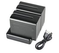 NP-F970 F950 (2 pezzi) Batteria di ricaricabile e doppio caricatore compatibile con fotocamera NP-F960, F550, F530, F330, F570, CCD-SC55, TR818, TR910, TR917, npf caricabatteria
