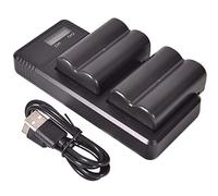 NP-FM500H DSTE - Batteria di ricambio + caricatore doppio LCD a ricarica rapida, compatibile con Sony a200, a300, a350, a700, Alpha a58, Alpha a99, DSLR-A100, BC-VM10, confezione da 2