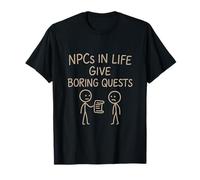 NPC nella vita dare missioni noiose retrò Gamer grafica Maglietta