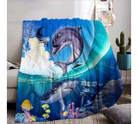 NPCEED Coperta Delfino 150x200cm, Coperta in Flanella con Animali Marini per Bambini Ragazzi Ragazze, Oceano Vita Marina Coperta in Pile, Coperta Coccolosa, Coprisofa Coperta (130x150cm, B)
