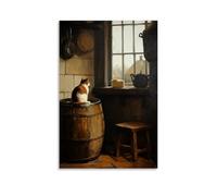 NPEJLCIGH Decorazione da parete moderna da appendere con scena olandese con gatto che guarda il burro, stampa artistica da parete, 40 x 60 cm