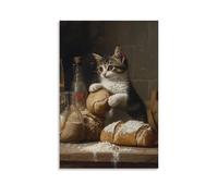 NPEJLCIGH Decorazione da parete moderna da appendere con stampa artistica artistica da appendere alla parete dell'età dell'oro olandese, la vita morta di un panettiere che ruba un rotolo, impronte di