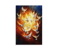 NPEJLCIGH Decorazione murale cristiana, pentecoste, fiamme dello Spirito Santo che scendono, decorazione da parete moderna, stampa artistica da parete, 30 x 45 cm