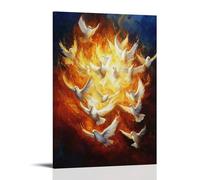 NPEJLCIGH Decorazione murale cristiana, pentecoste, fiamme dello Spirito Santo che scendono, decorazione da parete moderna, stampa artistica da parete, 50 x 75 cm