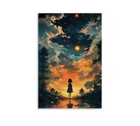 NPEJLCIGH Poster a tema anime, Il viaggio radioso di Hikari, una storia di luce e ombra, decorazione da parete moderna da appendere, stampa artistica da parete, 60 x 90 cm