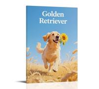NPEJLCIGH Poster con animali, un Golden Retriever corre in un campo di grano con un girasole in bocca, luce del sole su tutto il corpo, decorazione da parete moderna da appendere, stampa artistica da
