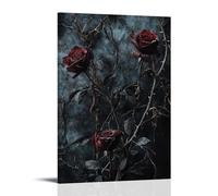 NPEJLCIGH Poster con piante gotiche, con spine e velluto, decorazione da parete moderna da appendere alla parete con romanticismo scuro delle rose appassite, stampa artistica murale, 60 x 90 cm