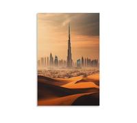 NPEJLCIGH Poster della città di Dubai, dove gli skylines futuristici incontrano le sabbie del deserto, decorazione moderna da appendere alla parete, stampa artistica murale 30 x 45 cm