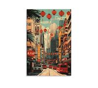 NPEJLCIGH Poster della città di Hong Kong, la vivace perla dell'Oriente, decorazione da parete moderna da appendere, stampa artistica murale, 40 x 60 cm