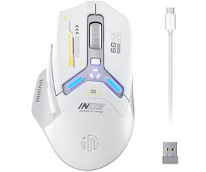 NPHIC Mouse Gaming Wireless, vero Tri-Mode 2,4G Wireless/Type-C Wired/Bluetooth Mouse, 10k DPI, Programmabile, illuminazione RGB, Mouse senza fili ricaricabile ad alta velocità per laptop PC, Grigio