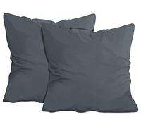 npluseins 1331.1812 - Confezione da 2 federe in Jersey di Cotone, Colori Assortiti, Anthrazit, ca. 80 x 80 cm