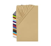 Npluseins 1519.2192 - Lenzuolo con angoli elasticizzati in microfibra, traspirante e anallergico, Microfibra, 100% poliestere., sabbia, ca. 180-200 x 200 cm