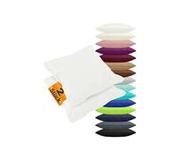 npluseins 2er Pack Kissenbezüge aus Jersey-Baumwolle in unifarbenem Design 1179.1539, ca. 40 x 40 cm, weiß