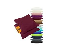 npluseins 2er Pack Kissenbezüge aus Jersey-Baumwolle in unifarbenem Design 1179.1539, ca. 40 x 40 cm, Bordeaux