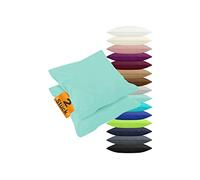 npluseins 2er Pack Kissenbezüge aus Jersey-Baumwolle in unifarbenem Design 1179.1539, ca. 40 x 60 cm, Mint