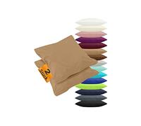 npluseins 2er Pack Kissenbezüge aus Jersey-Baumwolle in unifarbenem Design 1179.1539, ca. 80 x 80 cm, Sand