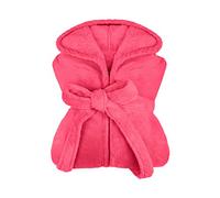 npluseins Accappatoio con cappuccio extra morbido in pile - in colori moderni e diverse misure - unisex e lungo polpaccio, Colore: rosa., XXL