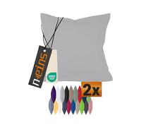 npluseins Confezione doppia di federe per cuscini in cotone - Decorazione moderna per la casa dal design semplice, 40 x 40 cm, argento