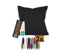 npluseins Confezione doppia per cuscini in cotone - decorazione moderna per la casa dal design semplice, 30 x 50 cm, colore nero