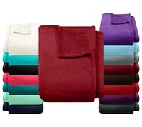 npluseins Coral 1523.2204 - Coperta in pile extra morbida e soffice, ca. 150 x 200 cm, colore: Borgogna