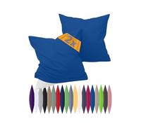 npluseins Federa per cuscino Renforcé in confezione doppia, 100% cotone, semplice ed elegante, 698.898, 30 x 50 cm, blu royal