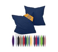 npluseins Federa per cuscino Renforcé in confezione doppia, 100% cotone, semplice ed elegante, 698.898, 40 x 40 cm, blu navy