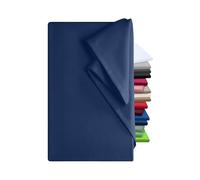 Npluseins - Lenzuolo con angoli, 100% cotone, disponibile in 6 colori, 3 diverse misure, asciugamano per la casa senza elastico, ca. 150 x 250 cm, colore: Blu navy