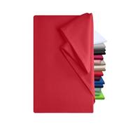 npluseins Lenzuolo con angoli elasticizzati, 100% cotone, in 12 colori, in 3 diverse misure, asciugamano senza elastico, circa 180 x 275 cm, rosso