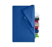 npluseins Lenzuolo con angoli elasticizzati, 100% cotone, in 12 colori, in 3 diverse misure, senza elastico, circa 240 x 275 cm, blu reale